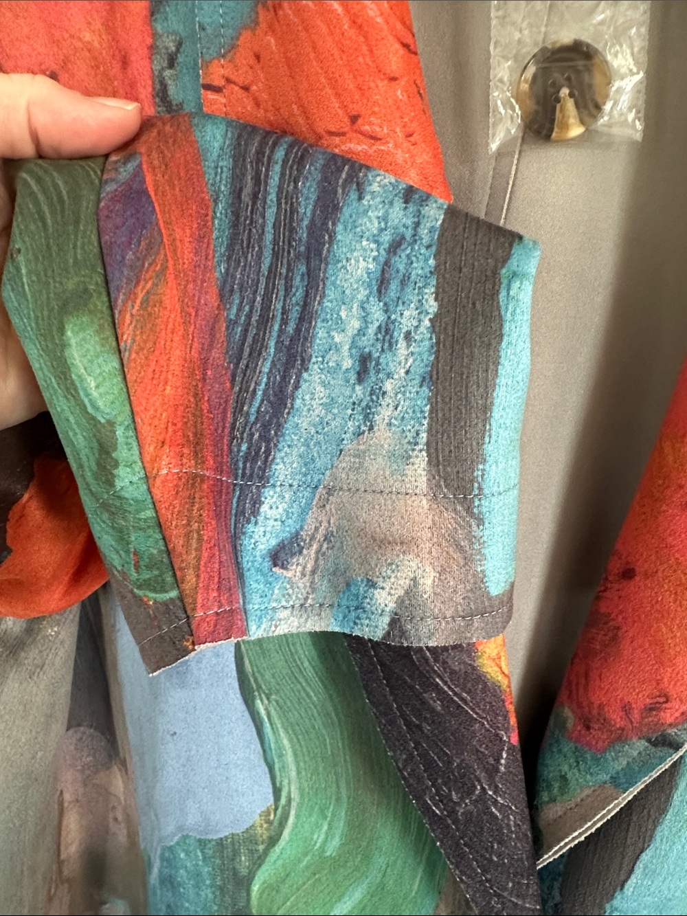 Colorwash Abstract Blazer Jacket - Claire Desjardins- Teal, Green & Coral - Picture 6 of 16